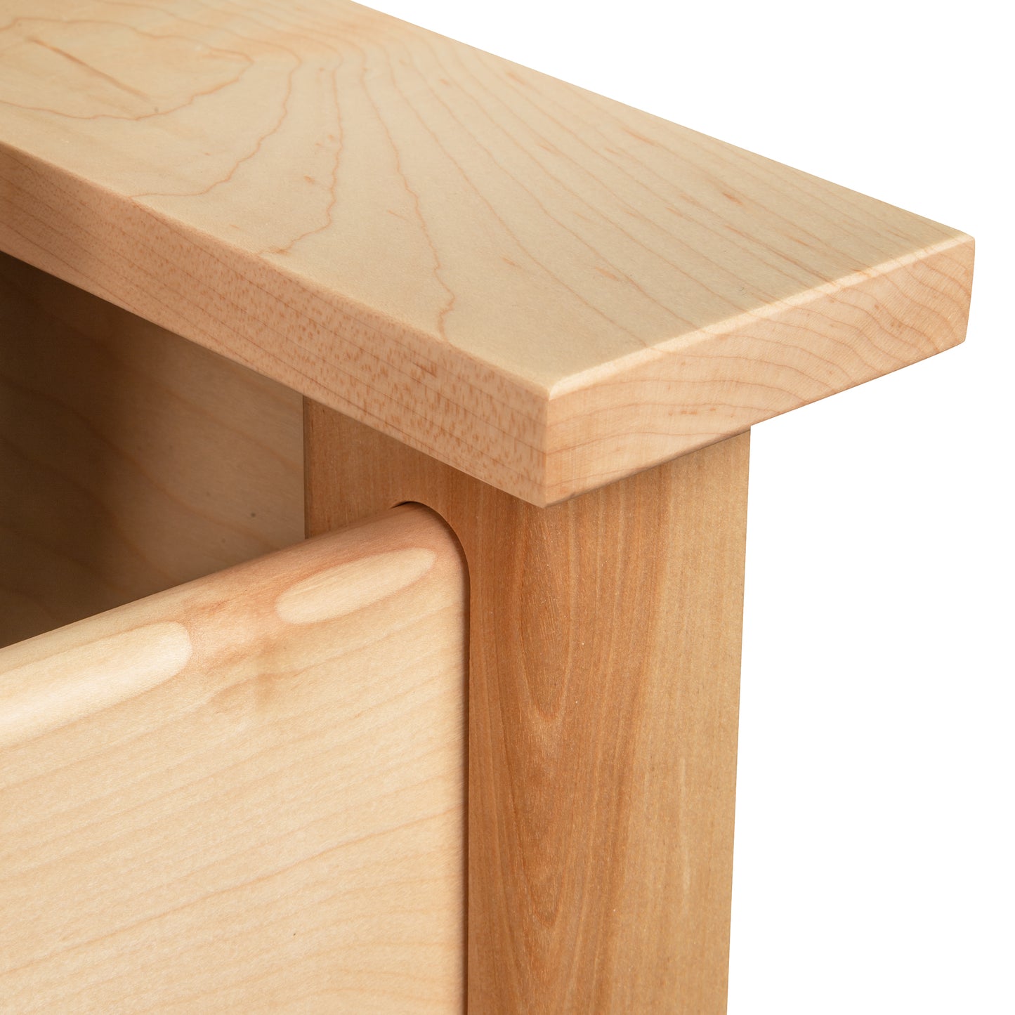 Rockingham Bed drawer by Vermont Woods Studios, featuring a detailed view of the smooth light wood finish and distinctive grain pattern.