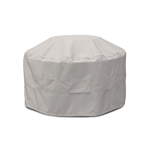 Round gray POLYWOOD cover designed for a 48" fire pit table.