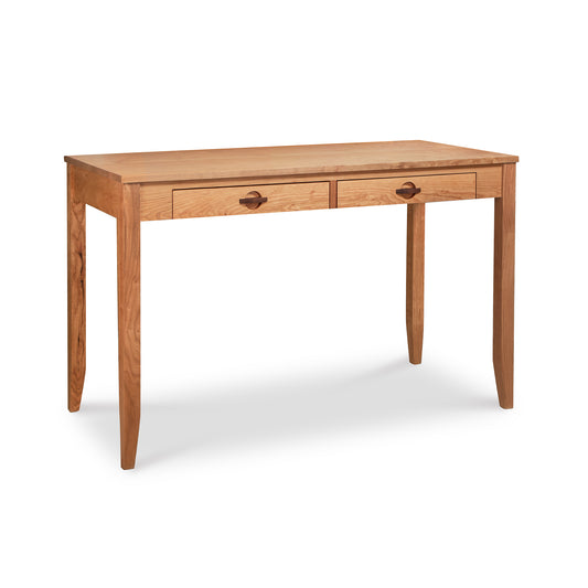 Ryegate Writing Desk by Maple Corner Woodworks in solid wood with two drawers and elegant tapered legs.
