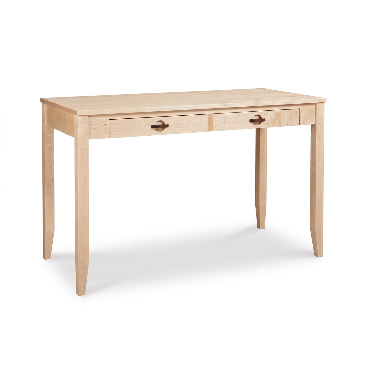 Ryegate Writing Desk by Maple Corner Woodworks in solid wood with two front drawers and four legs, showcasing expert Vermont craftsmanship.