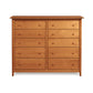 A Copeland Furniture Sarah 10-Drawer Dresser, with drawers, featuring a shaker design, placed on a white background.