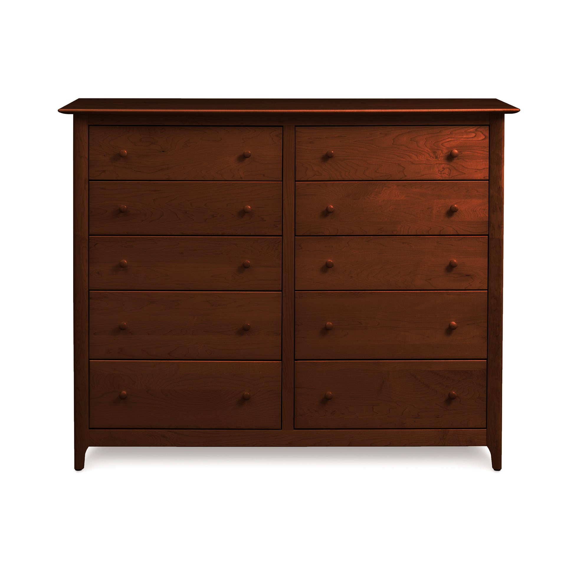A Copeland Furniture Sarah 10-Drawer Dresser with multiple solid wood drawer boxes, isolated on a white background.