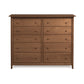 A Sarah 10-Drawer Dresser by Copeland Furniture with drawers in a shaker design on a white background.