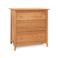 Sarah 3-Drawer Chest by Copeland Furniture, showcasing round knobs and a simple Shaker style in natural cherry finish.