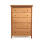 A Sarah 5-Drawer Chest from Copeland Furniture, with round knobs standing against a white background.