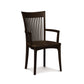 Sarah Shaker Chair by Copeland Furniture in dark wood finish with vertical slatted back, angled armrests, and sturdy four-leg design.