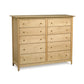 A Sarah 10-Drawer Dresser by Copeland Furniture, with a shaker design, featuring multiple drawers, photographed on a white background.