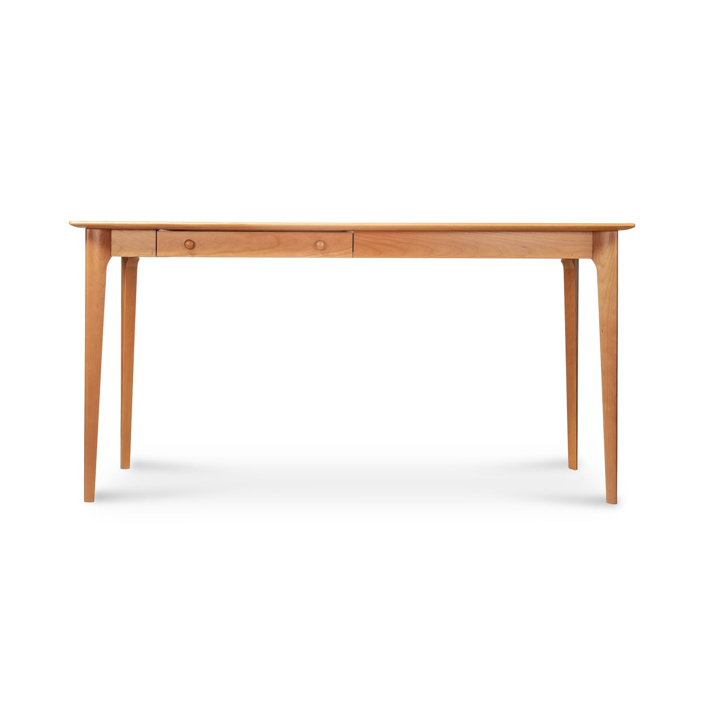 Copeland Furniture Sarah Return with Keyboard Tray features two center drawers and four tapered legs, showcasing American craftsmanship.