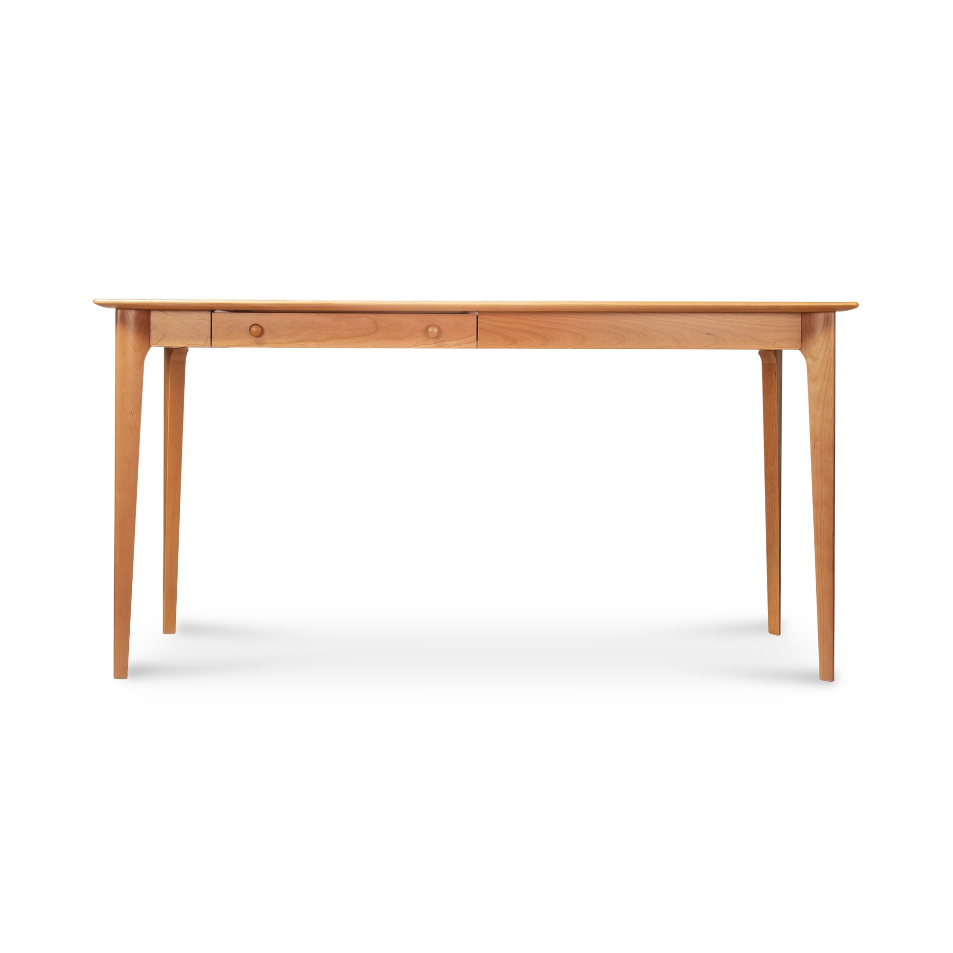 Copeland Furniture Sarah Return with Keyboard Tray features two center drawers and four tapered legs, showcasing American craftsmanship.