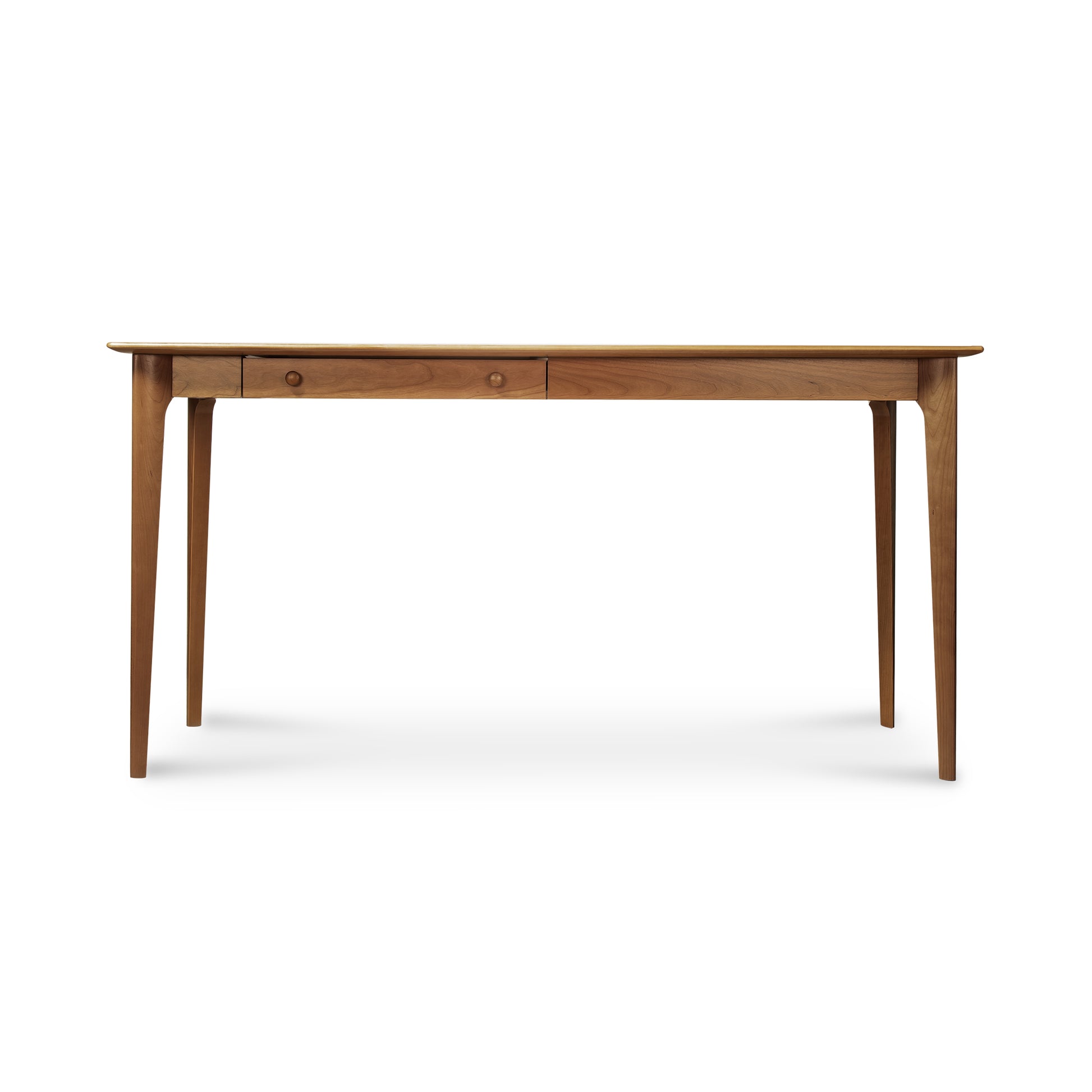 Sarah Return with Keyboard Tray by Copeland Furniture, an American made desk with two drawers and elegant tapered legs.