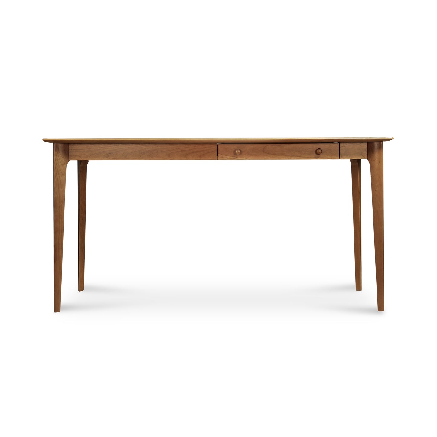 Sarah Return desk with keyboard tray by Copeland Furniture, handcrafted with tapered legs and two drawers, American made.