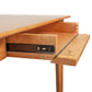 Copeland Sarah Secretary Desk in solid wood, showcasing craftsmanship with its open drawer highlighting metal slides and hinge details.