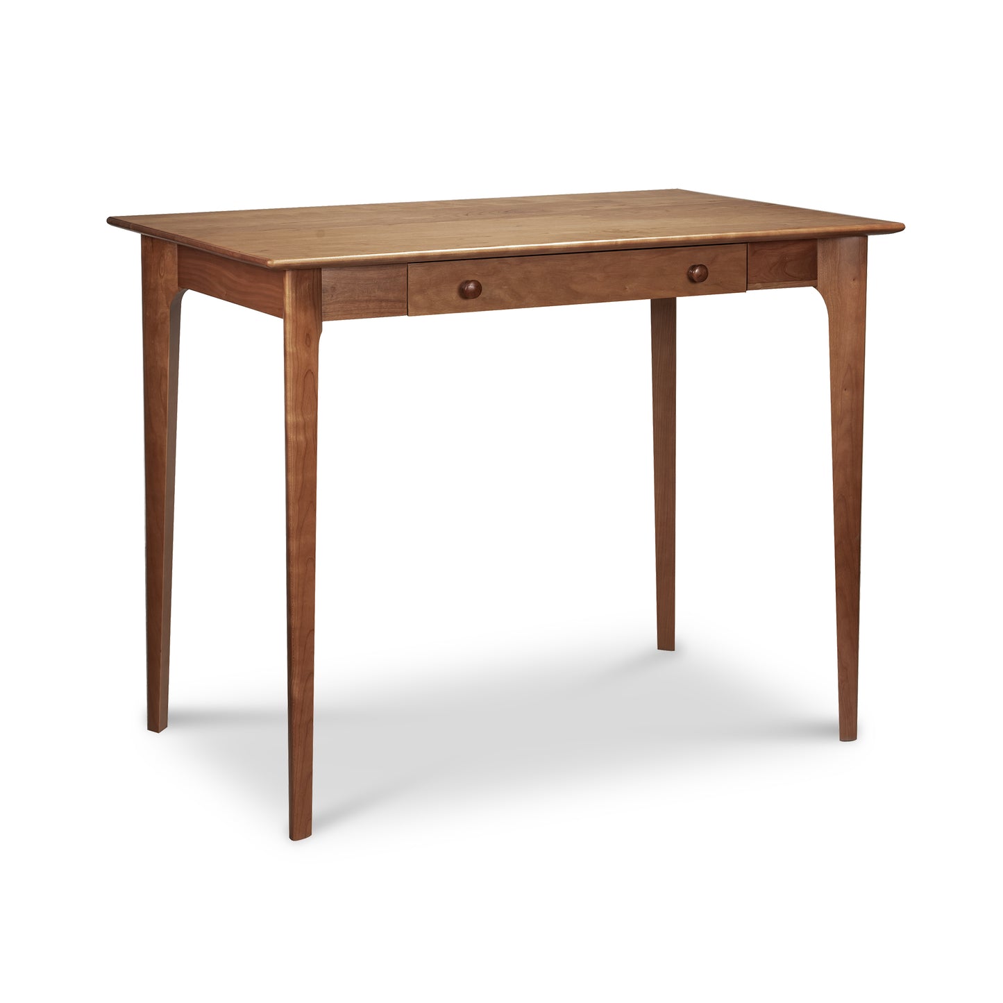 Sarah Secretary Desk by Copeland Furniture in shaker style, crafted from solid wood with tapered legs and a central drawer, American made.