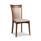 Set of six Copeland Sarah Shaker Side Chairs with slatted backs, beige cushions, and solid American cherry wood frames, handcrafted in Vermont.