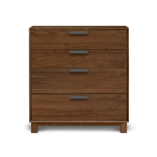 Copeland Furniture Savoy 4-Drawer Chest in solid wood with sleek metal handles, showcasing quality American craftsmanship and modern design.
