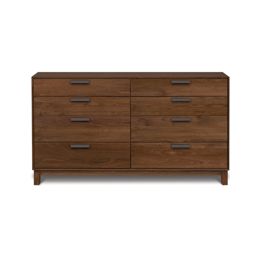 Savoy 8-Drawer Dresser by Copeland Furniture in solid wood with a dark brown finish and sleek rectangular handles, crafted in America.