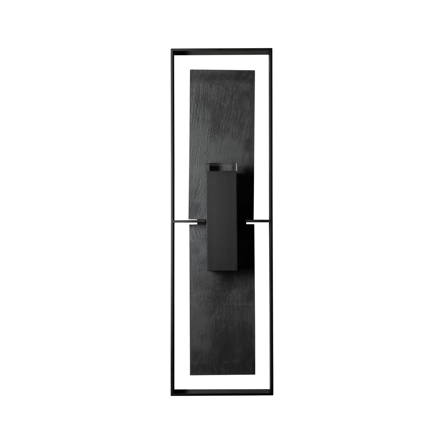 Hubbardton Forge Shadow Box Tall Slate Sconce featuring a modern, minimalist design with dark sky functionality.