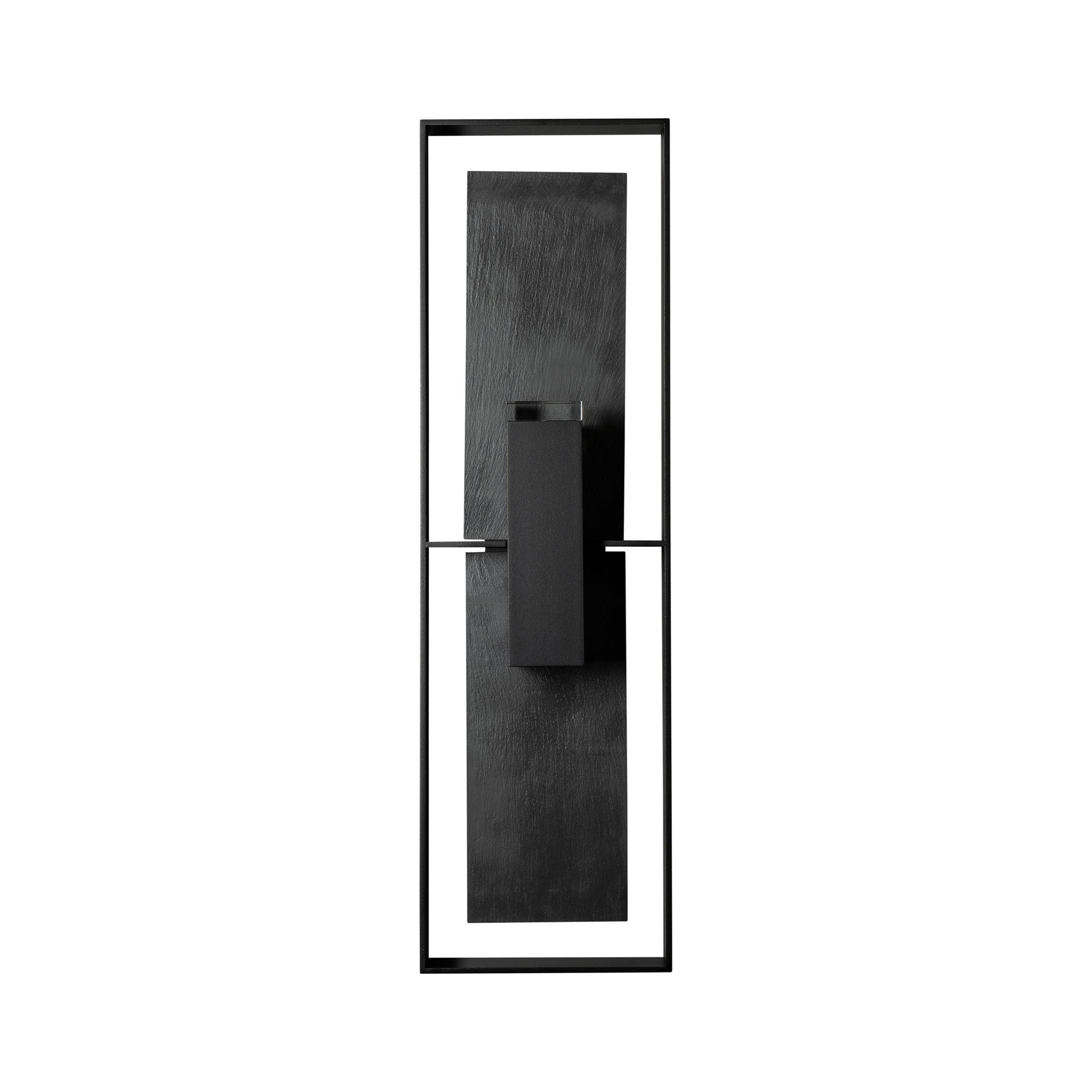 Hubbardton Forge Shadow Box Tall Slate Sconce featuring a modern, minimalist design with dark sky functionality.