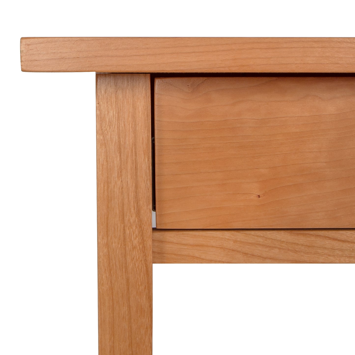 A close-up of a Lyndon Furniture Shaker 1-Drawer Nightstand with a drawer.