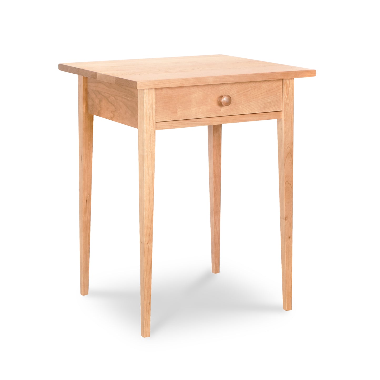 Shaker 1-Drawer Nightstand by Lyndon Furniture, made of solid, sustainably harvested wood with a single drawer and round knob.