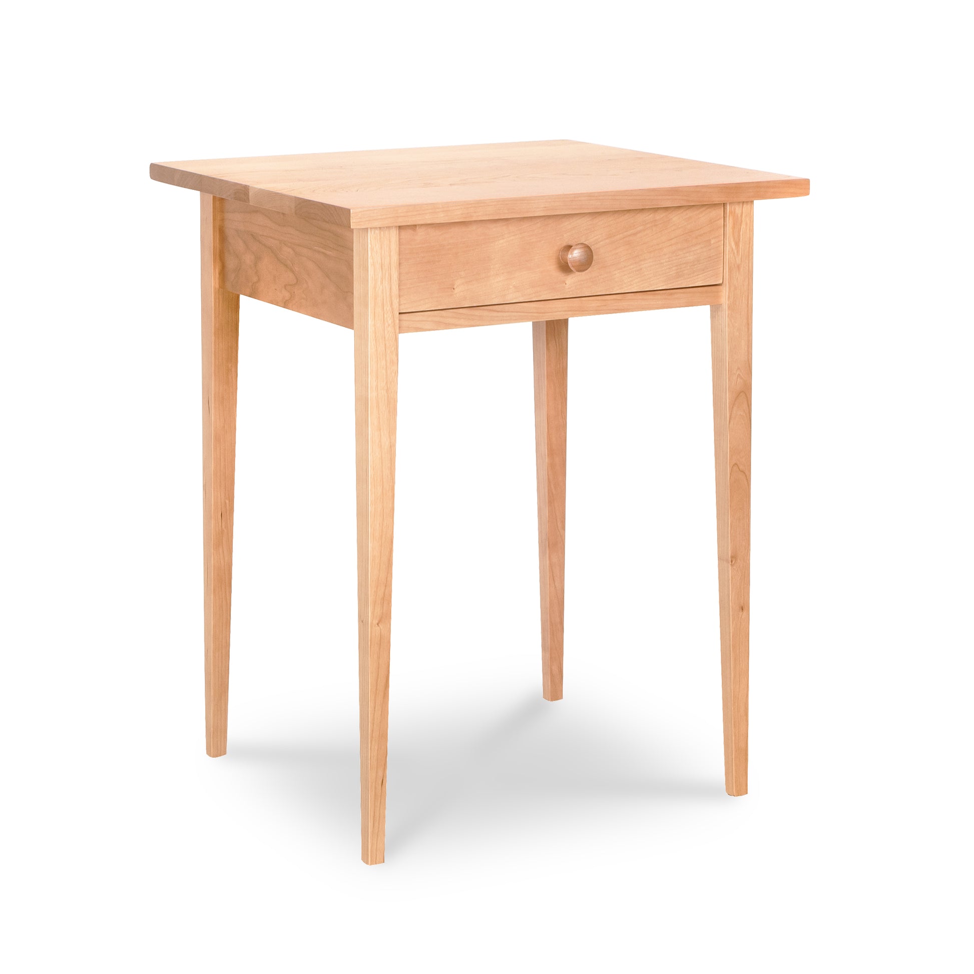 Shaker 1-Drawer Nightstand by Lyndon Furniture, made of solid, sustainably harvested wood with a single drawer and round knob.
