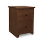 A Lyndon Furniture Shaker 2-Drawer Vertical File Cabinet in cherry wood.
