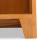 Close-up of Lyndon Furniture Shaker Bookcase leg and frame in natural finish, highlighting quality craftsmanship and wood grain.