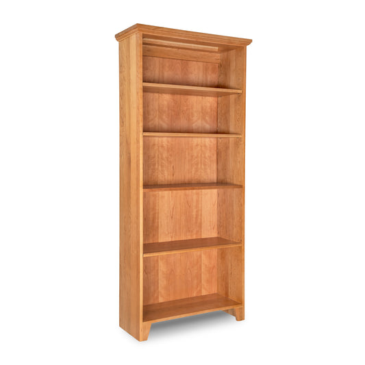 Shaker Bookcase by Lyndon Furniture showcasing five spacious shelves and a natural Vermont wood finish, crafted with classic Shaker style.