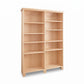 Lyndon Furniture Shaker Wide Bookcase with two columns, eight adjustable shelves, and a natural light wood finish, expertly crafted in Vermont.