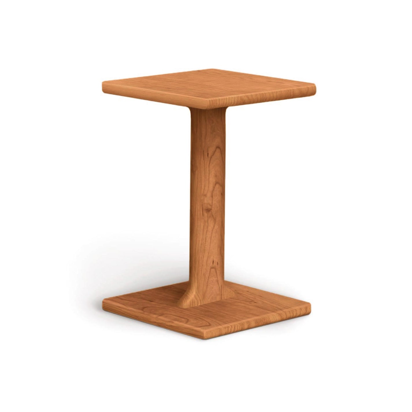 A Sierra Chair Table made by Copeland Furniture, with a square top and base, isolated on a white background.