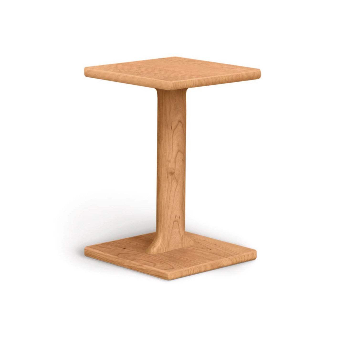 A Sierra Chair Table made from North American hardwood with a square top and base on a white background by Copeland Furniture.