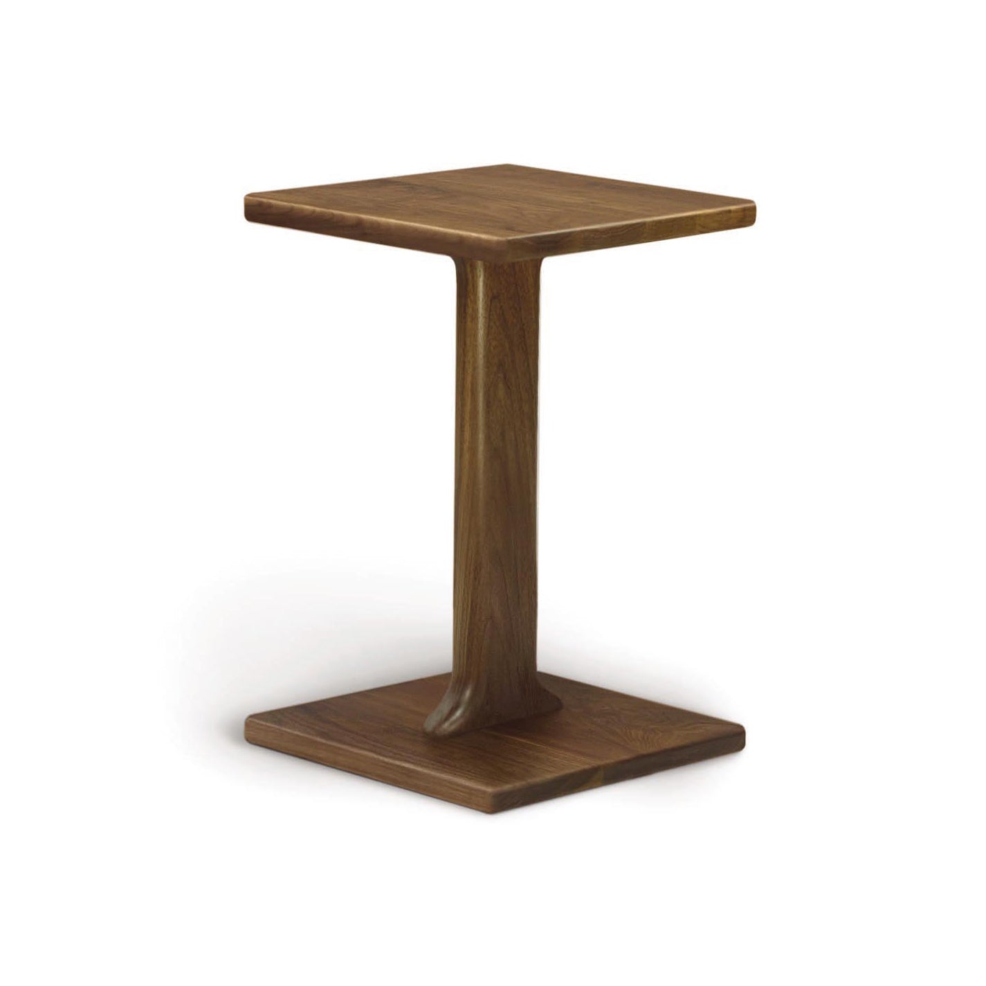 The Copeland Furniture Sierra Chair Table is a wooden table with a square base that showcases exquisite hardwood construction. It is presented on a clean white background.