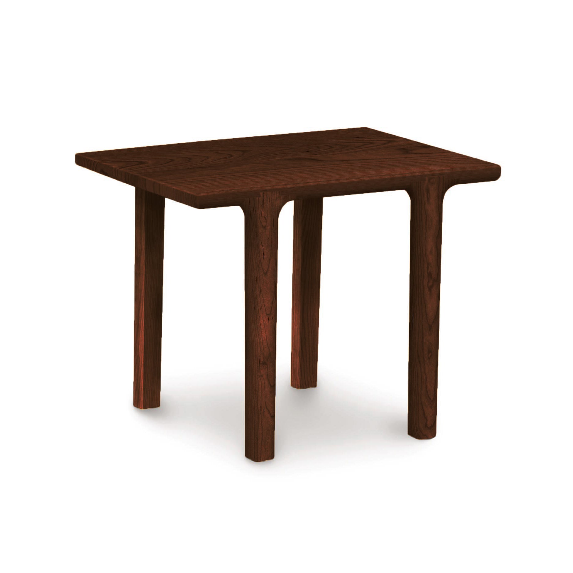 The Copeland Furniture Sierra Rectangular End Table is a small side table with a modern personality. It features two legs, providing sturdy support for its wooden top.