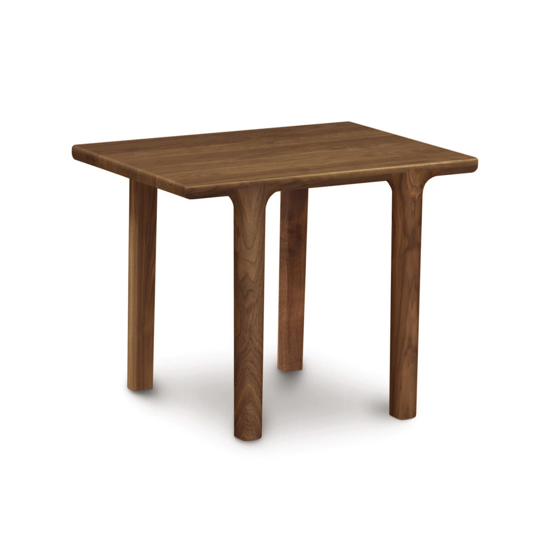 A simple Copeland Furniture Sierra Rectangular End Table made of North American hardwood with four legs on a white background.