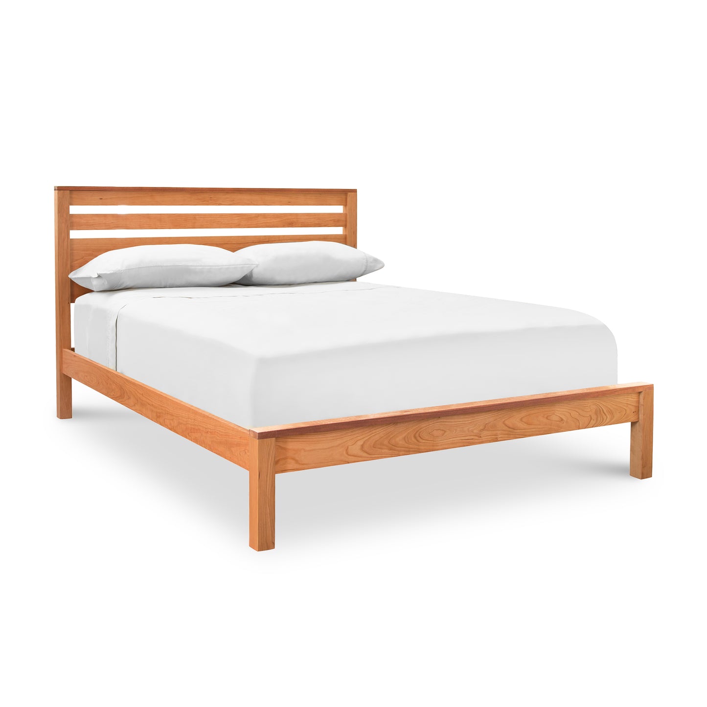 Skyline Panel Bed with wooden frame and headboard, featuring an eco-friendly oil finish by Vermont Furniture Designs.