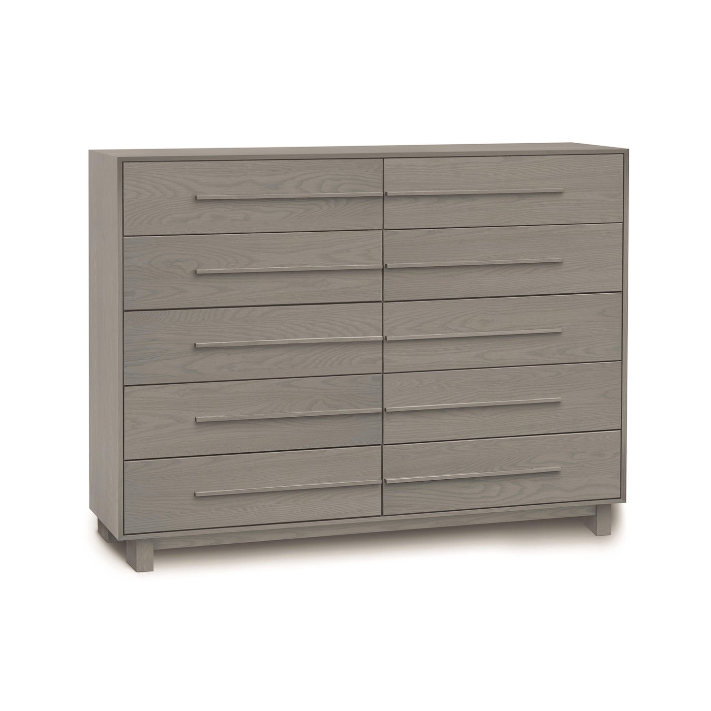 A modern gray wooden 10-drawer dresser from the Copeland Furniture Sloane Bedroom Furniture collection, isolated on a white background.