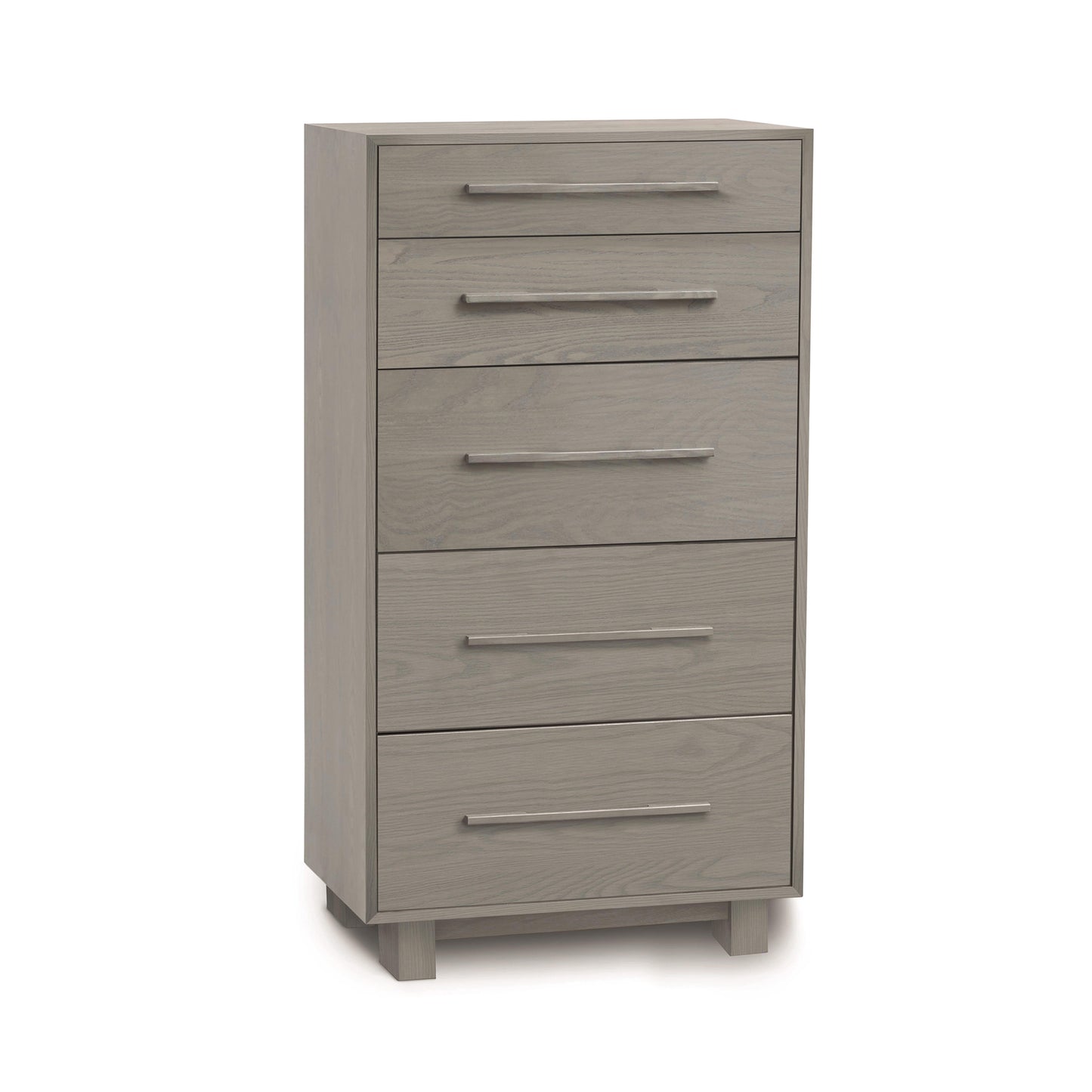 A modern Copeland Furniture Sloane 5-Drawer Narrow Chest, freestanding gray, on a white background.