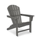 A gray POLYWOOD® South Beach Adirondack chair made of plastic, featuring a slatted back and seat, with wide armrests, shown on a plain white background.