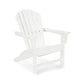 A white POLYWOOD® South Beach Adirondack chair made of recycled plastic resin, featuring a high back and wide armrests, isolated on a clean, white background.