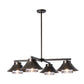 Stowe Outdoor 4-Light Pendant with four hand-forged steel shades and glass diffusers, a high-quality American-made lighting piece.