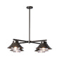 Stowe Outdoor 4-Light Pendant with four hand-forged steel conical shades and glass diffusers.