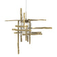Tura Seeded Glass Low Voltage Mini Pendant by Hubbardton Forge features intersecting gold rods and seeded glass, handcrafted for modern style.