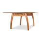 Vermont Modern Extension Trestle Table by Lyndon Furniture featuring elegant curved legs and an extension leaf.