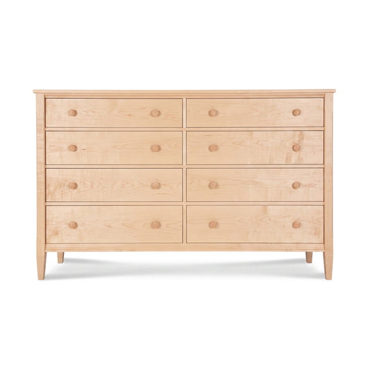 Vermont Shaker 8-Drawer Dresser by Maple Corner Woodworks, crafted from solid hardwood with round knobs, high-quality American-made furniture.