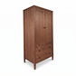 Vermont Shaker Armoire by Maple Corner Woodworks in solid wood with 2 doors, 2 drawers, and round handles, expertly crafted in the USA.