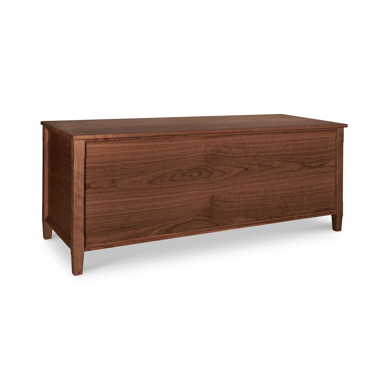 A luxury Maple Corner Woodworks Vermont Shaker Blanket Chest, crafted from eco-friendly wood, showcased on a white background.