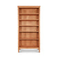 Wooden bookshelf with five shelves, empty and standing against a plain white background from the Maple Corner Woodworks Vermont Shaker Bookcase collection.
