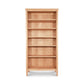 Empty Maple Corner Woodworks Vermont Shaker Bookcase with five shelves, crafted from sustainably harvested hardwoods, against a white background.
