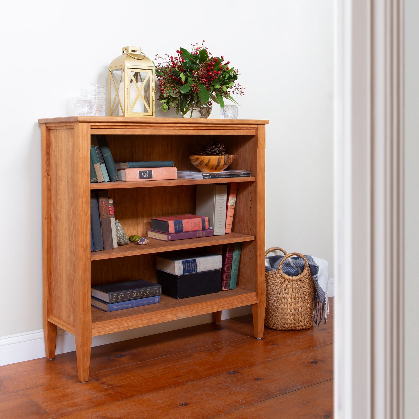 Vermont Shaker Bookcase by Maple Corner Woodworks made from premium hardwoods, showcasing its elegant craftsmanship as part of the Vermont Shaker Furniture Collection.