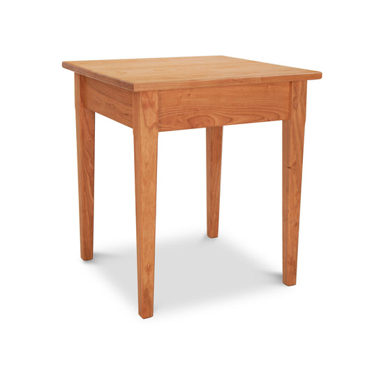 Vermont Shaker End Table by Maple Corner Woodworks with square top and four legs in sustainably harvested light hardwood, showcasing timeless elegance and craftsmanship from the Vermont Shaker Furniture Collection.